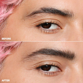 Milk Makeup KUSH before and after showing visible brow fullness improvement