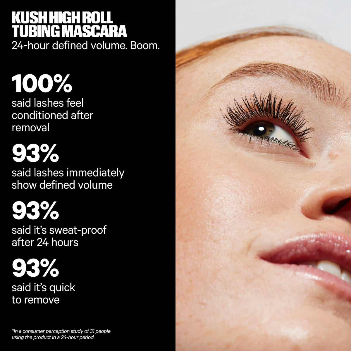Milk Makeup mascara being applied to lashes for defined length