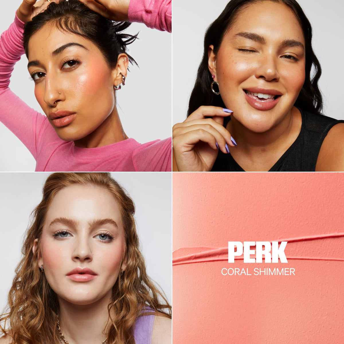 Milk Makeup swatch on hand showing Perk color payoff and quick preview