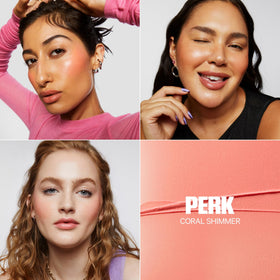 Milk Makeup swatch on hand showing Perk color payoff and quick preview
