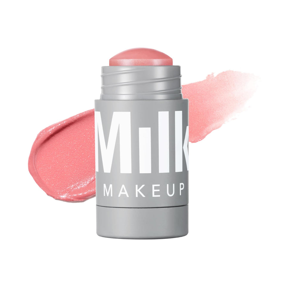 Milk Makeup front packaging of Lip + Cheek Stick Dash showing compact tube, travel-friendly benefit