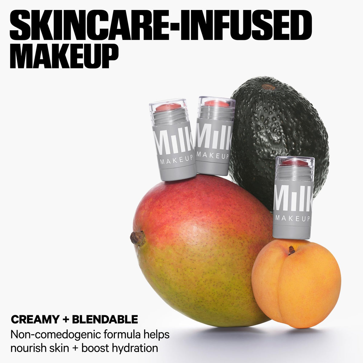 Milk Makeup creamy texture swipe showing blendable formula and smooth finish benefit