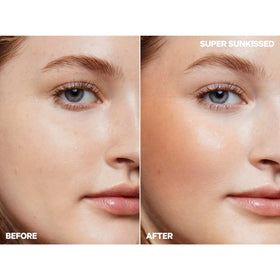 Milk Makeup bronzer applied to cheek demonstrating natural sculpting benefit