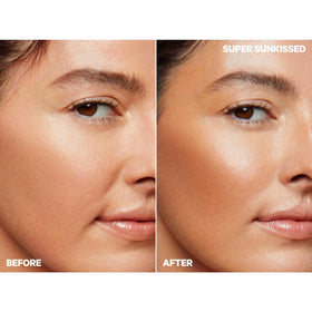 Milk Makeup bronzer swatch on arm illustrating buildable matte color
