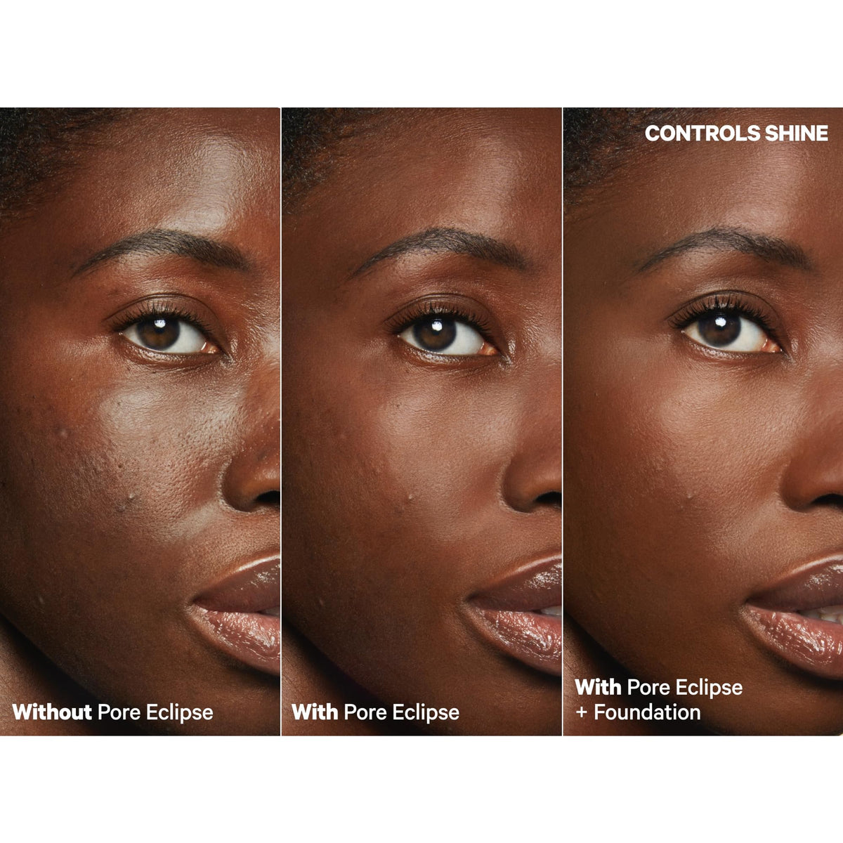 Milk Makeup visible before and after T-zone showing pore blurring