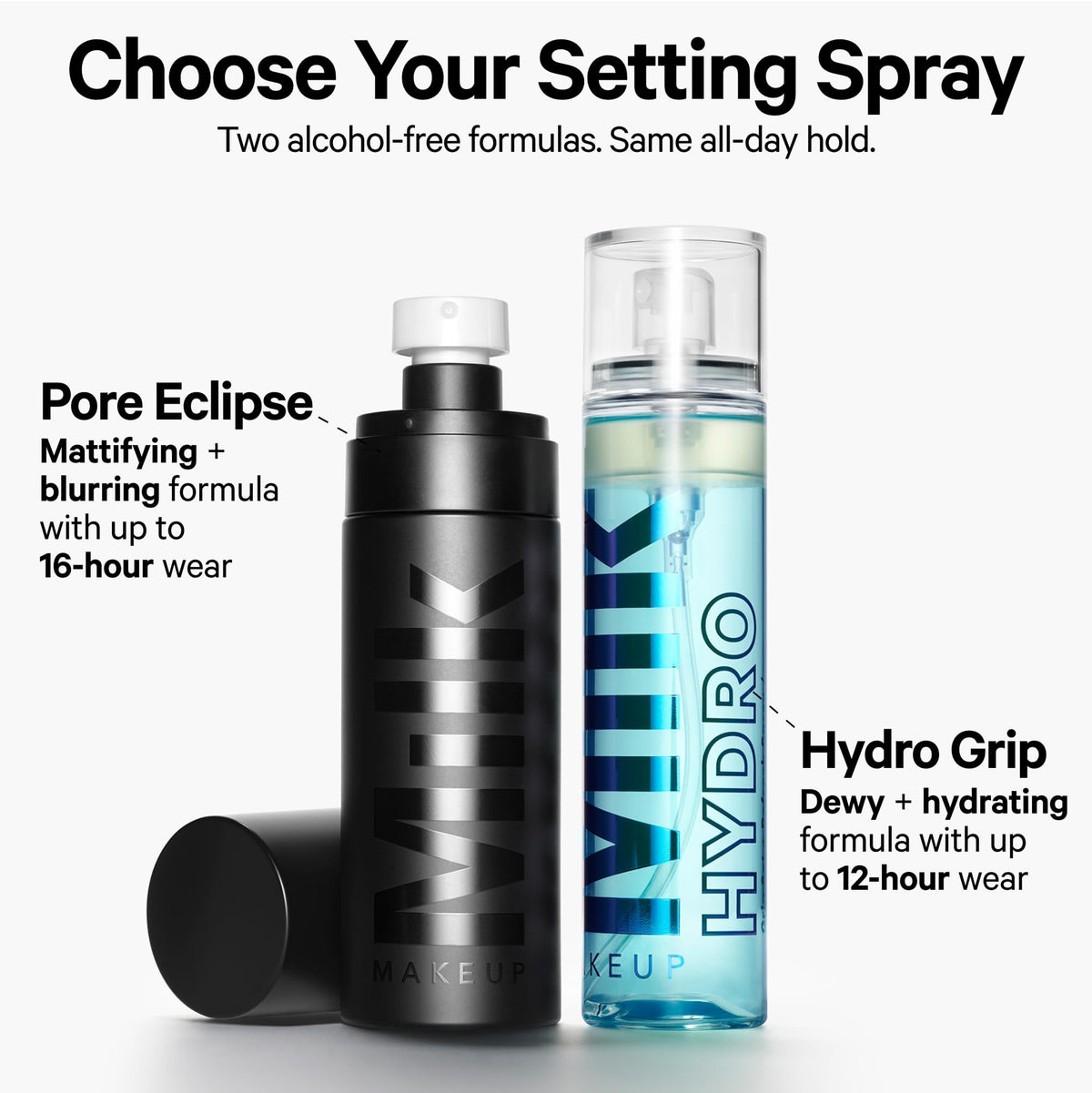 Milk Makeup bottle in flatlay with makeup to show daily routine compatibility