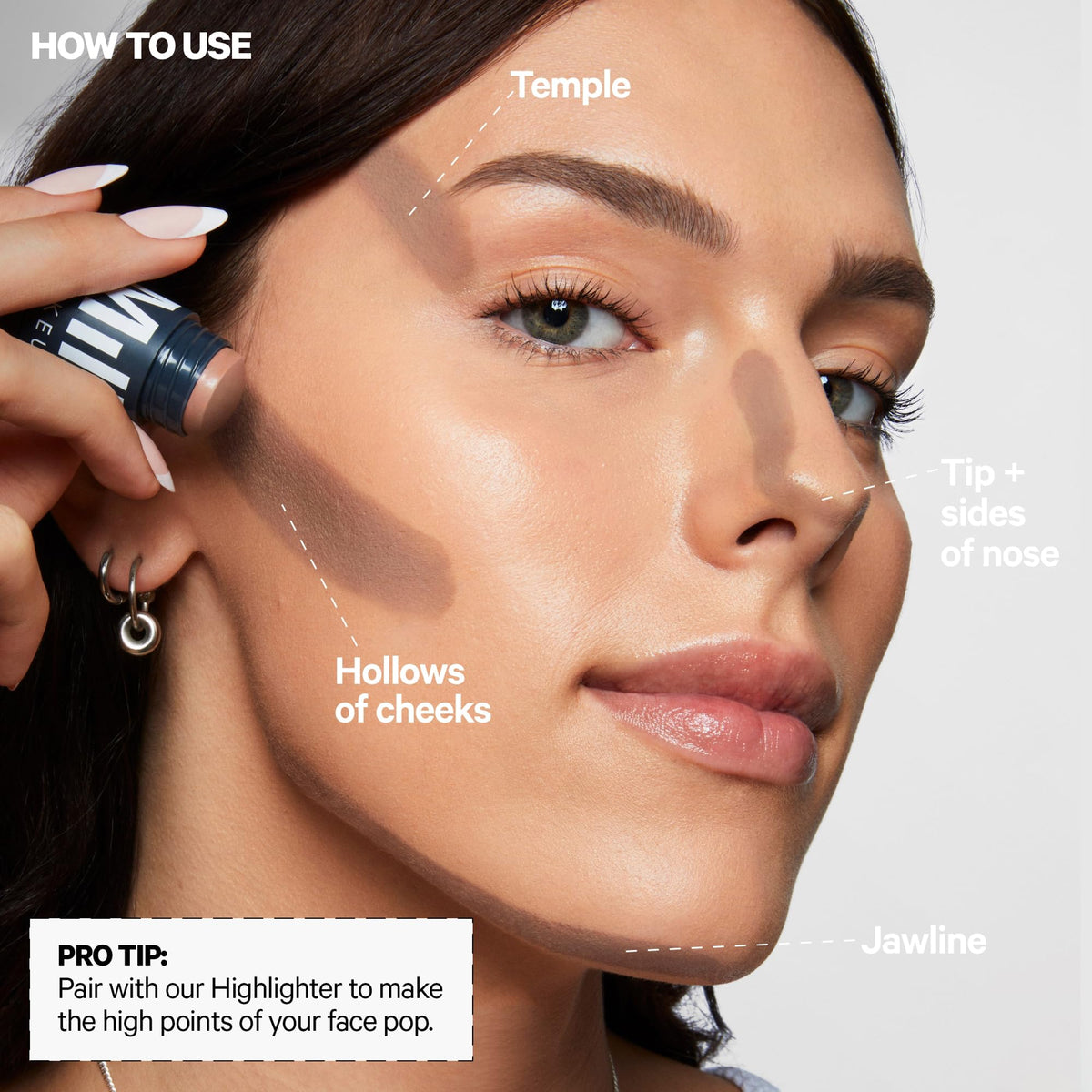 Milk Makeup Sculpt Stick used to contour nose creating natural shadow and definition
