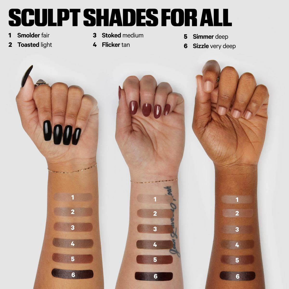 Milk Makeup Sculpt Stick swatched and blended on forearm illustrating buildable coverage