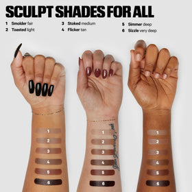 Milk Makeup Sculpt Stick swatched and blended on forearm illustrating buildable coverage