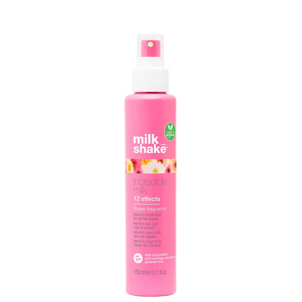 milk_shake front packaging showing product and floral design, highlights multi-action benefits