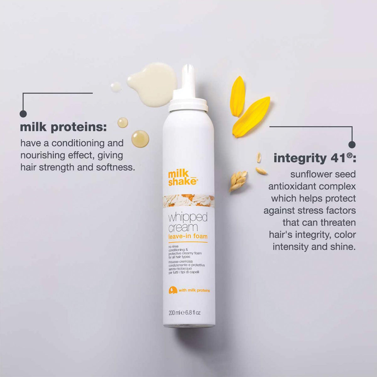 milk_shake mousse dispensed in hand illustrating lightweight application