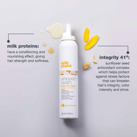 milk_shake mousse dispensed in hand illustrating lightweight application