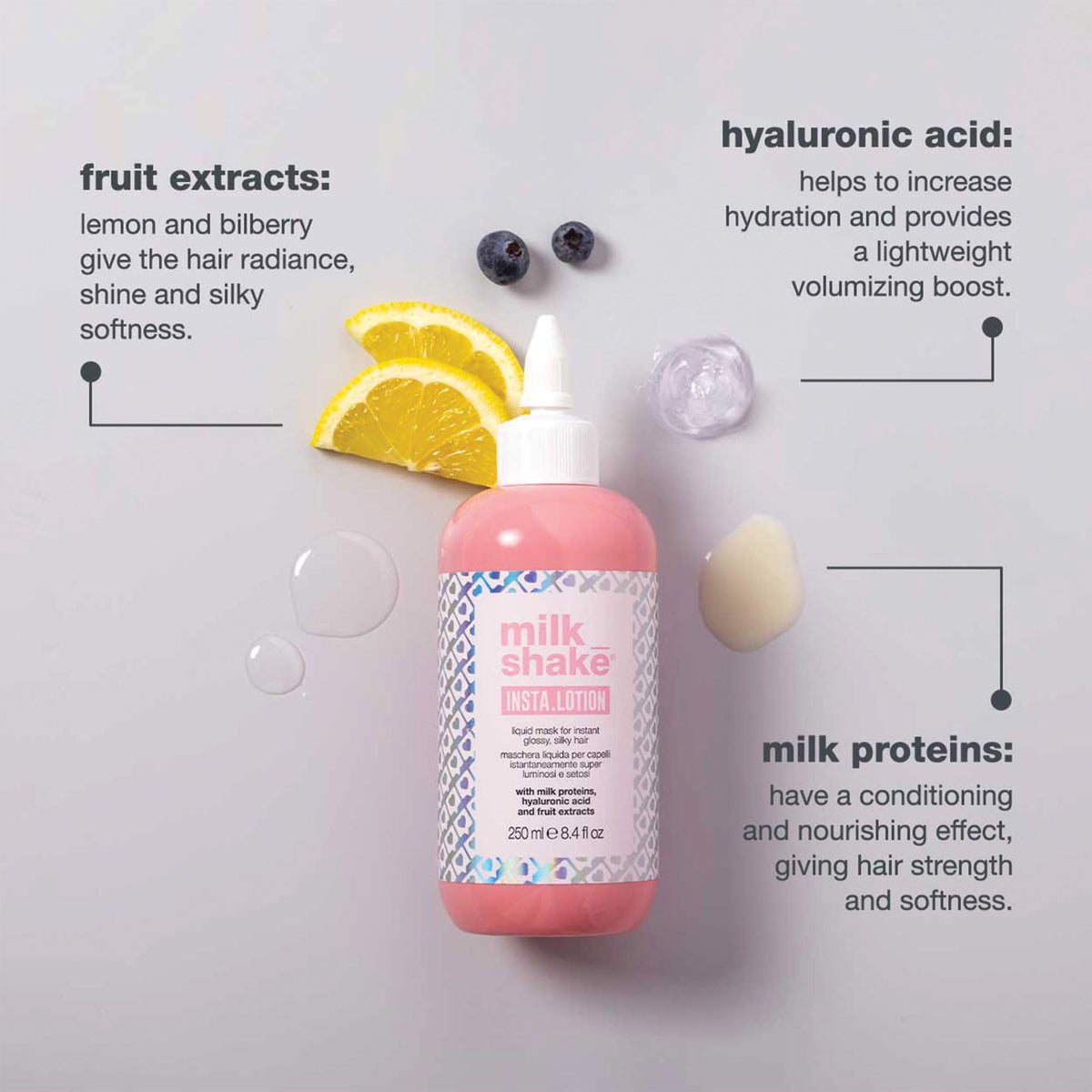 milk_shake label close-up highlighting fruit extracts and milk proteins