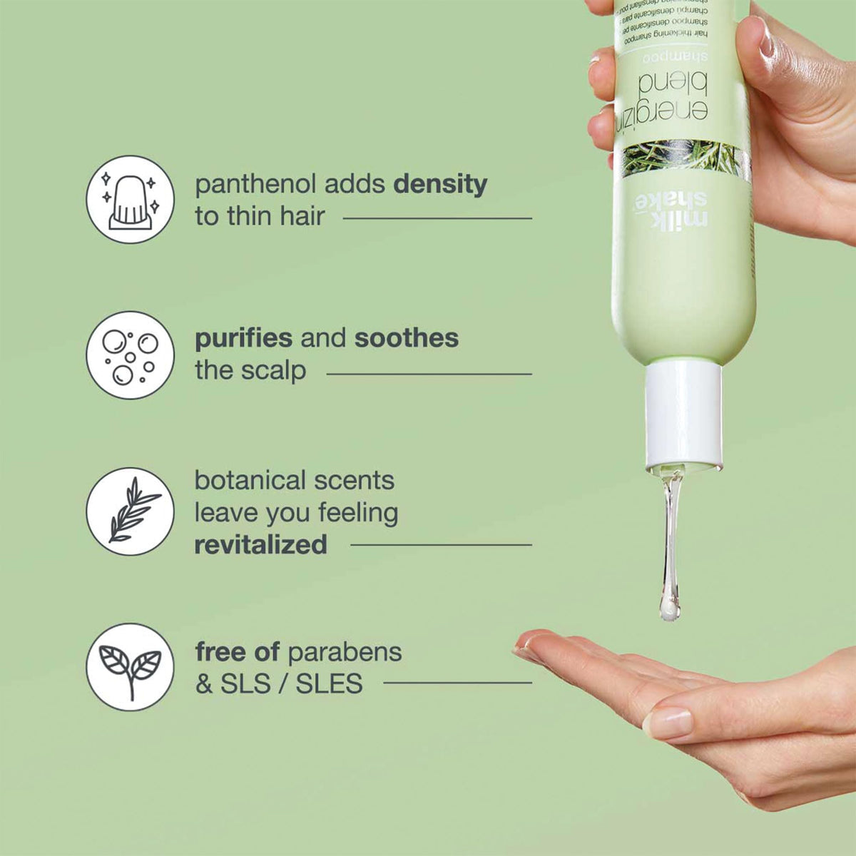 milk_shake label close-up highlighting ingredients for gentle care