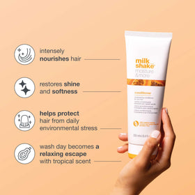 milk_shake pouring conditioner into hand for easy application