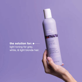 milk_shake bottle beside light blonde hair illustrating subtle neutralizing effect
