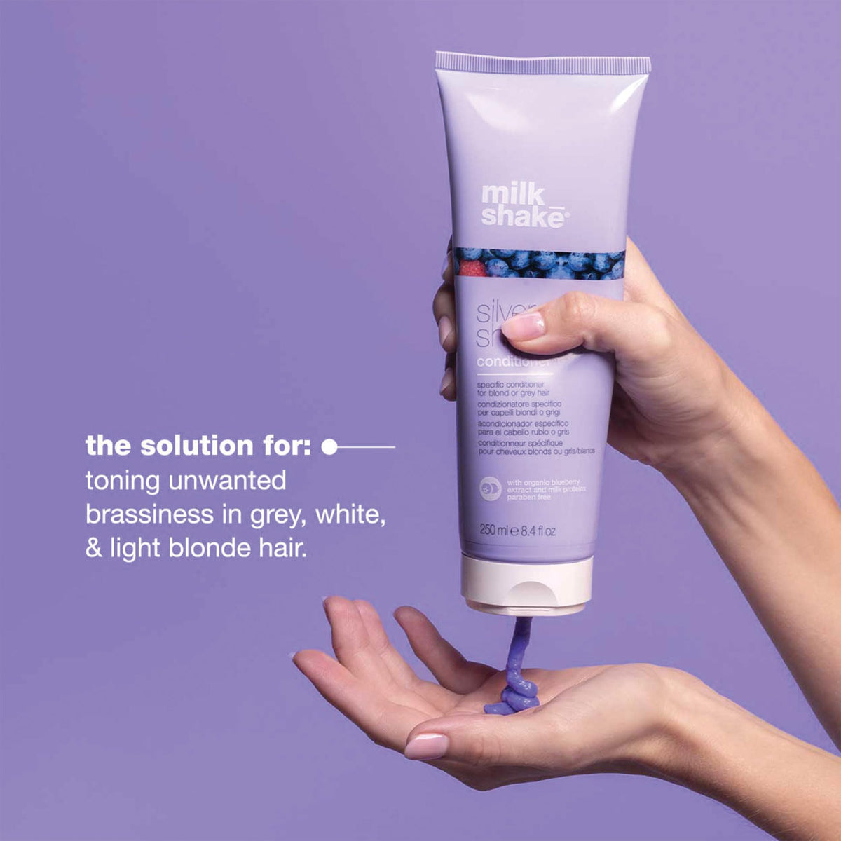 milk_shake conditioner pouring from bottle into hand demonstrating easy use