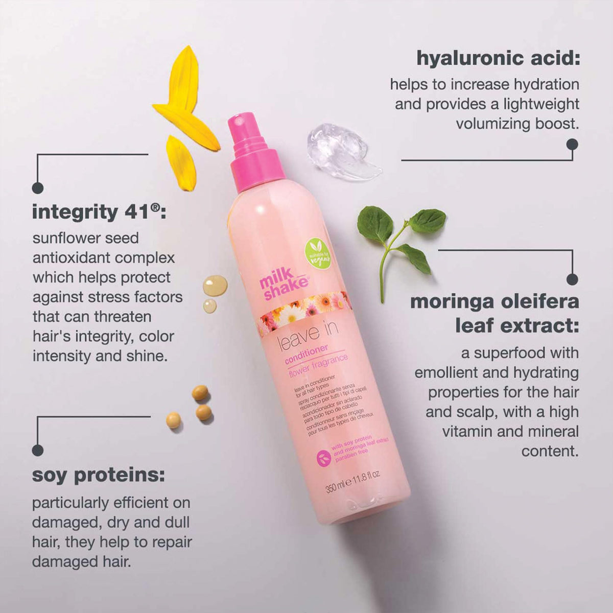 milk_shake close-up texture of hydrating mist for soft hair