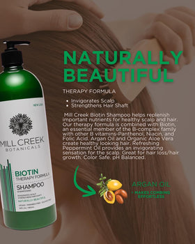 Mill Creek shampoo lather texture demonstrating gentle cleansing