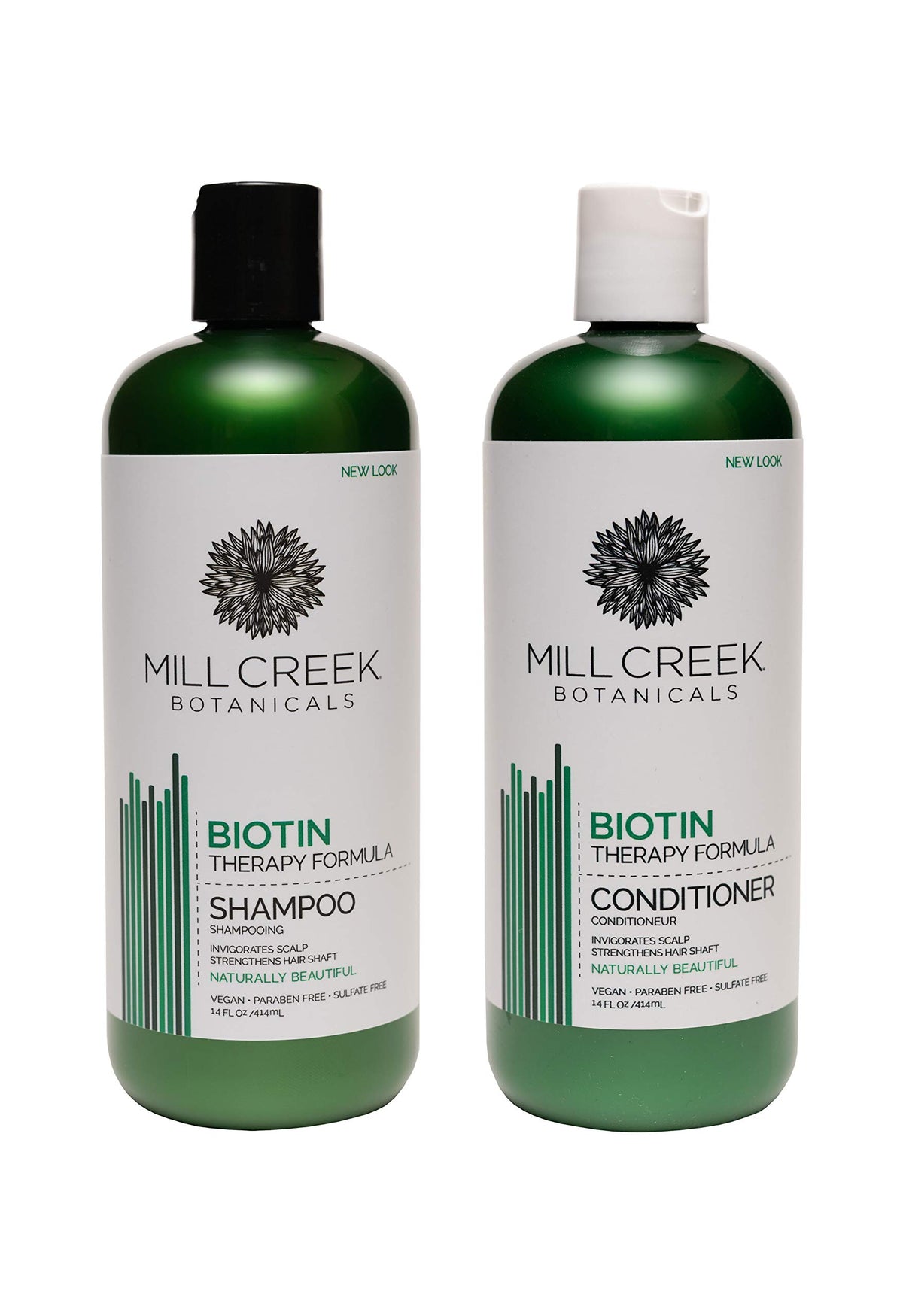 Mill Creek Botanicals biotin bundle front packaging showing bottles and benefits