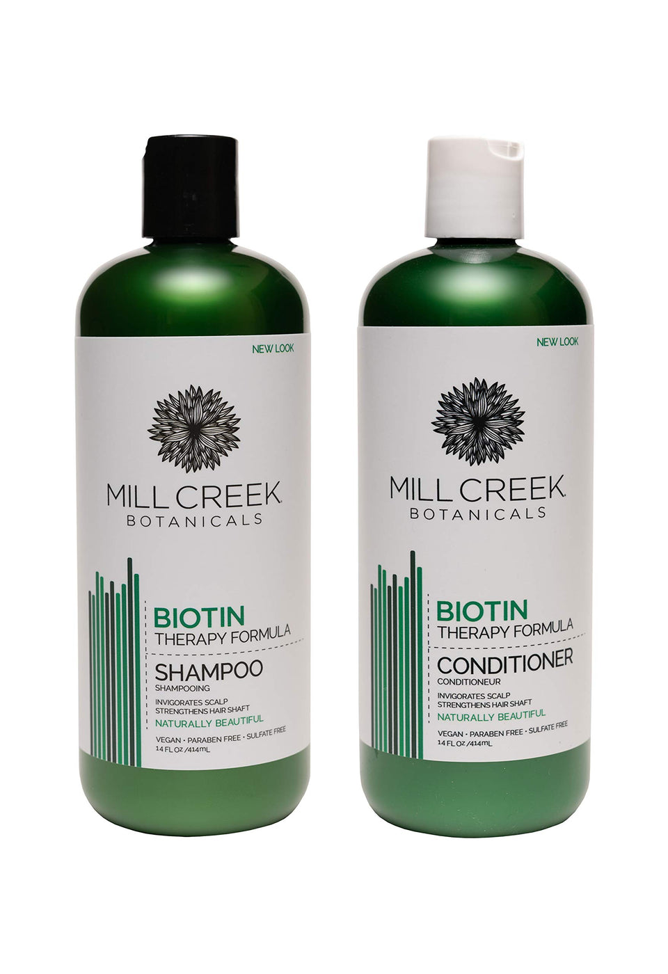 Mill Creek Botanicals biotin bundle front packaging showing bottles and benefits