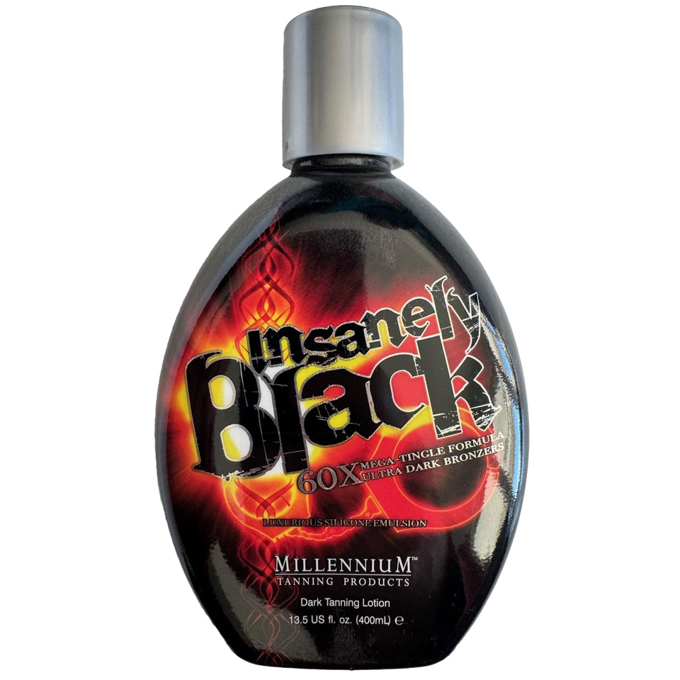 Millennium Tanning front bottle view showing bronzer-rich formula benefit