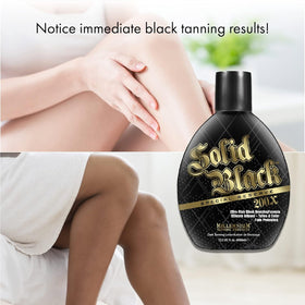 Millennium Tanning bottle label detail highlighting special reserve 200X and ingredient benefits
