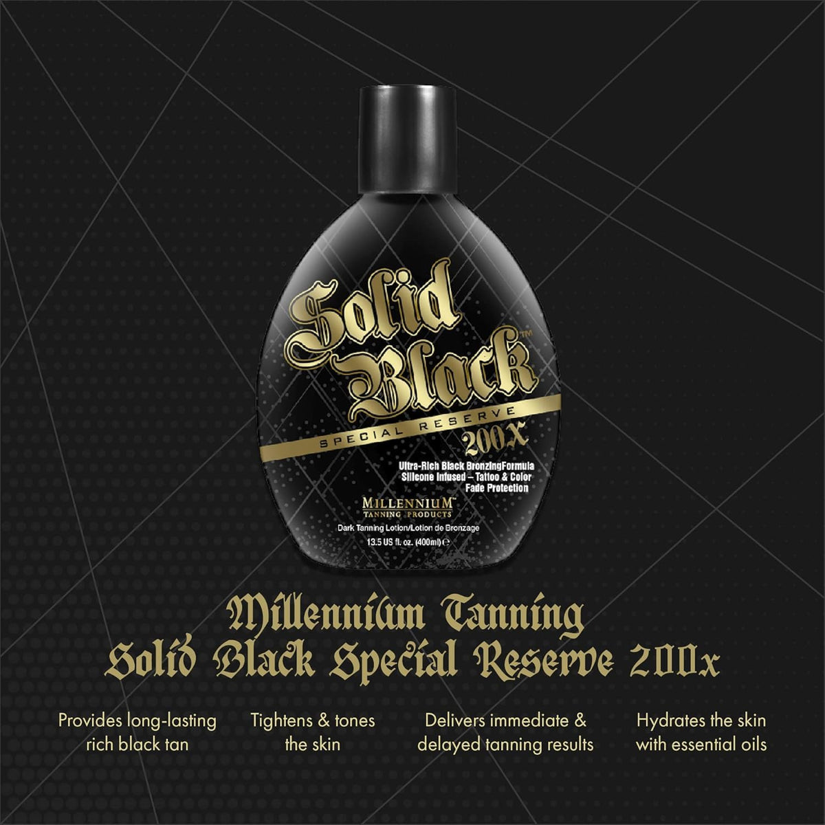 Millennium Tanning 13.5 oz size comparison showing scale and travel-ready convenience
