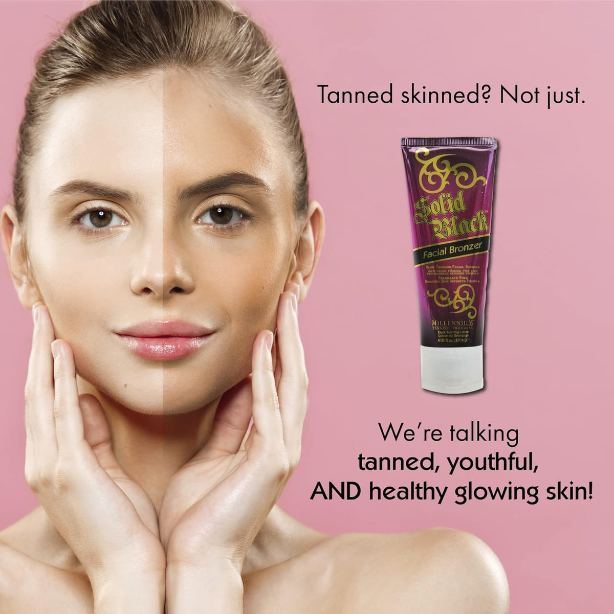 Millennium Tanning in hand for accurate 4 oz size reference