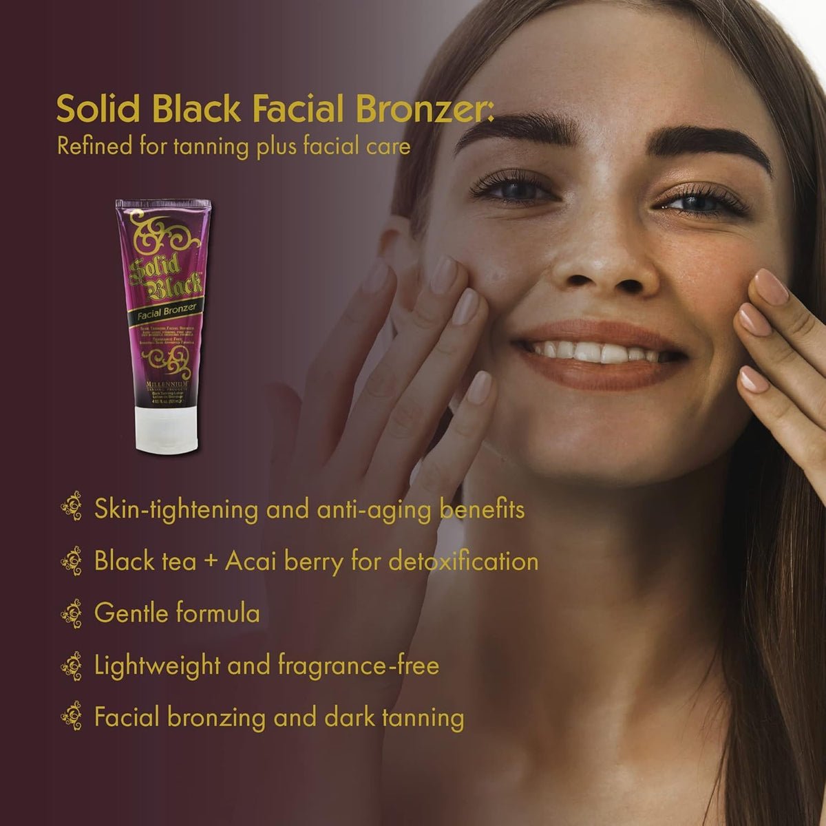 Millennium Tanning open cap showing label and ingredient clarity