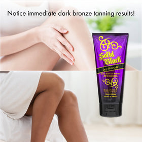 Millennium Tanning bottle held in hand showing 6.78 oz scale and portability
