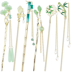 Milovgvset front set showing six decorative hair sticks for versatile styling