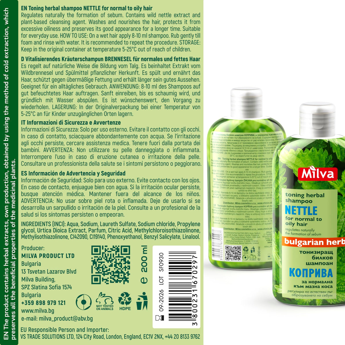 Milva nettle shampoo hair after wash showing added volume and shine