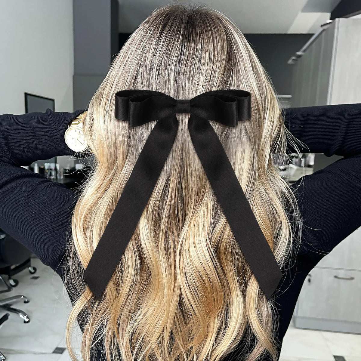 Mimorou bows worn in party outfit setting adding polished accessory appeal