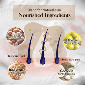 mimosu oils and rice ingredients showing nourishing blend