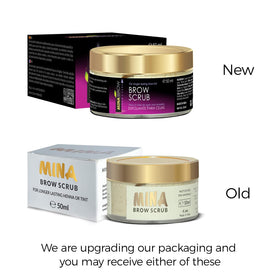 MinaiBrow product in use massaging brows, prepares skin for longer tint hold
