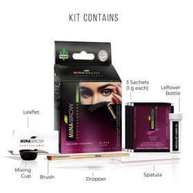MinaiBrow kit contents laid out for easy at-home spot coloring