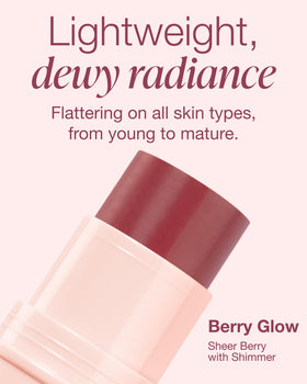 Mineral Fusion swiped on skin showing natural berry tint and dewy finish
