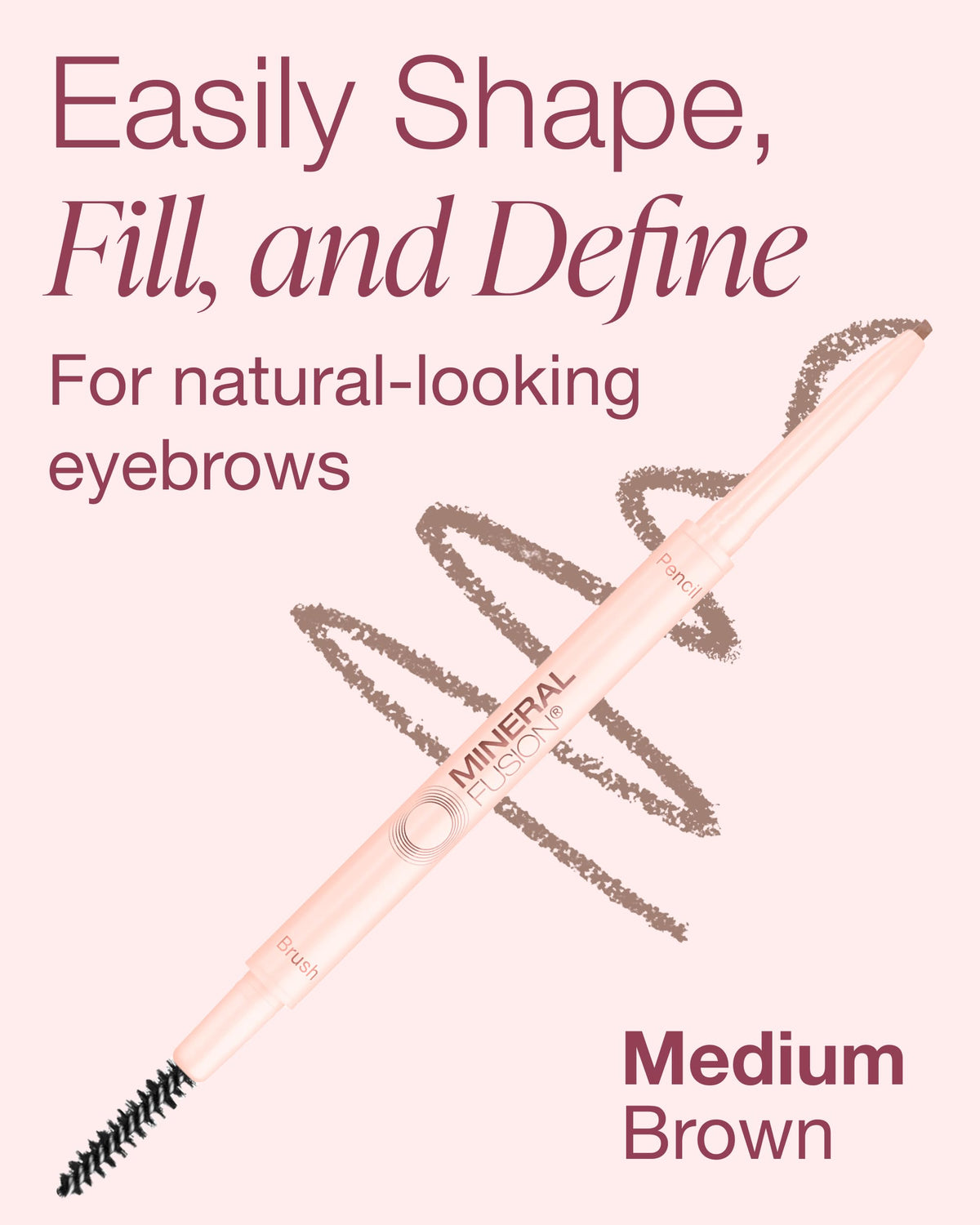 Mineral Fusion medium brow shade swatch demonstrating buildable color