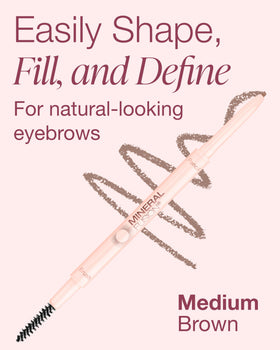 Mineral Fusion medium brow shade swatch demonstrating buildable color