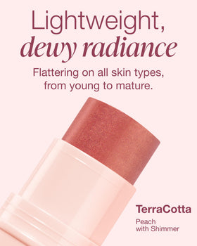 Mineral Fusion applied to cheek showing natural warmth and quick application