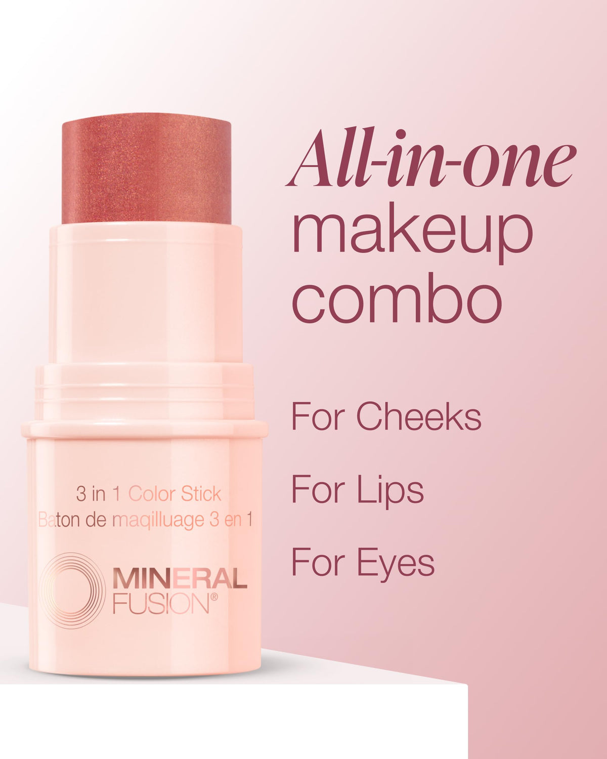 Mineral Fusion tint on lips illustrating soft color and moisturizing feel