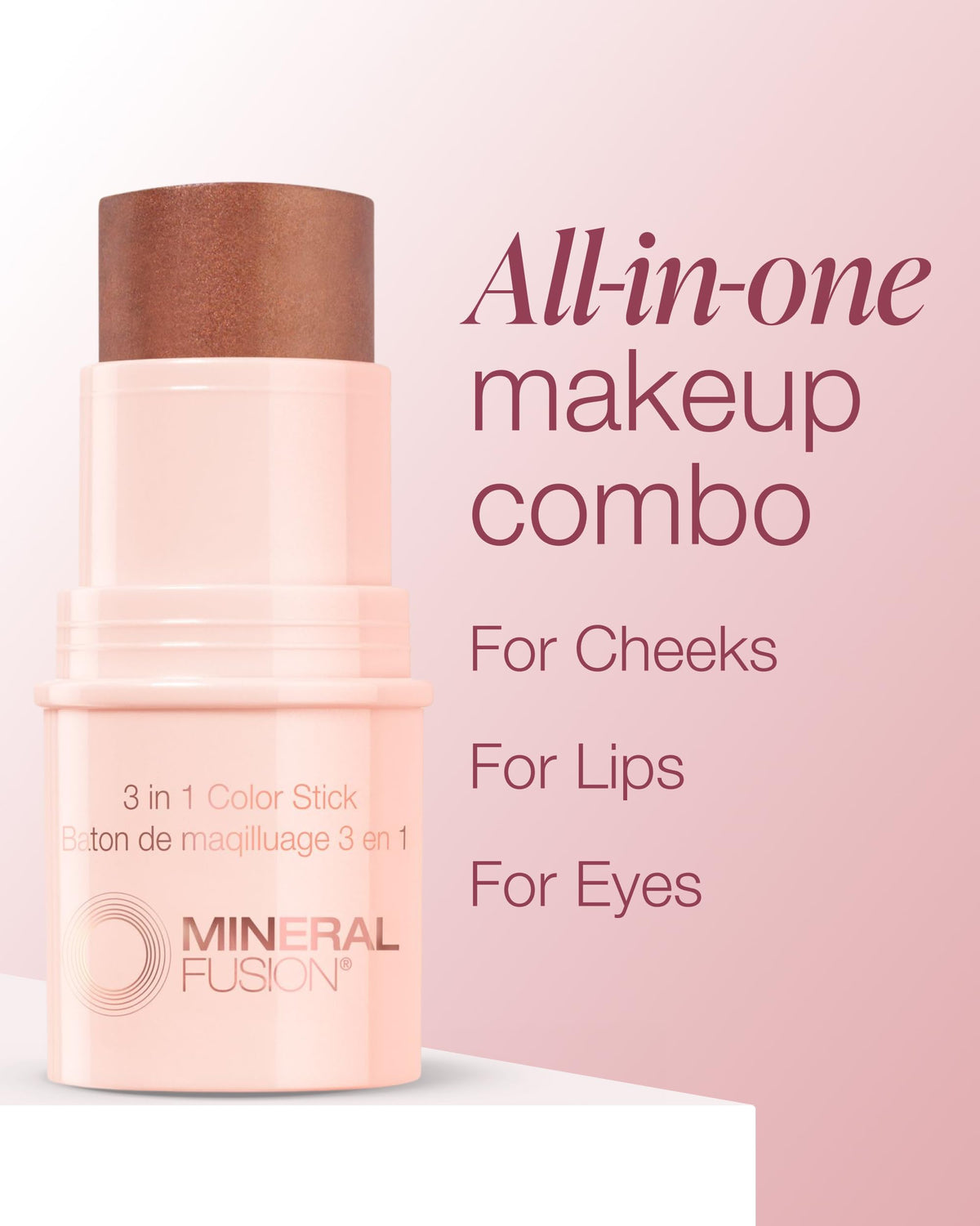Mineral Fusion color stick on eyelid detail offering soft shimmer and easy blend