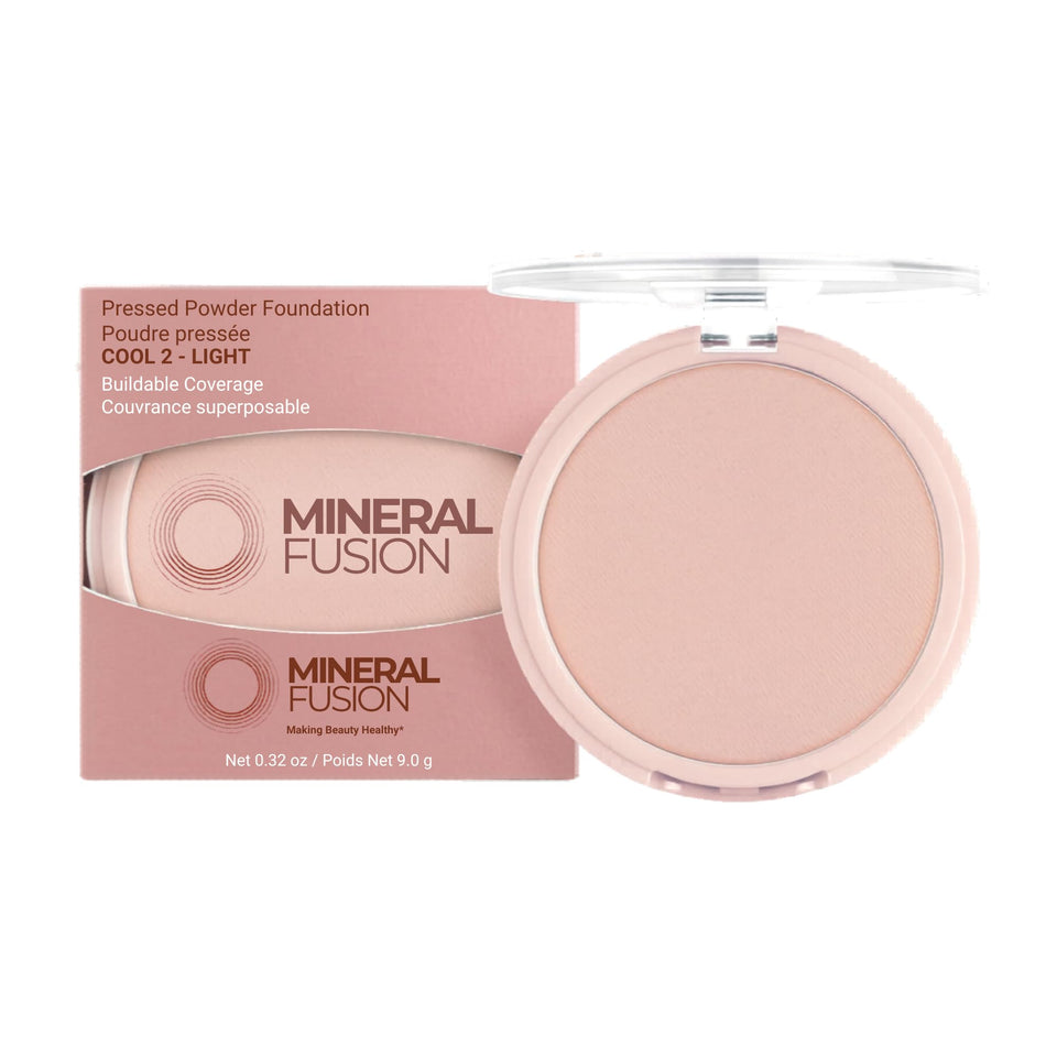 Mineral Fusion compact front view showing cool 2 shade and matte finish benefit