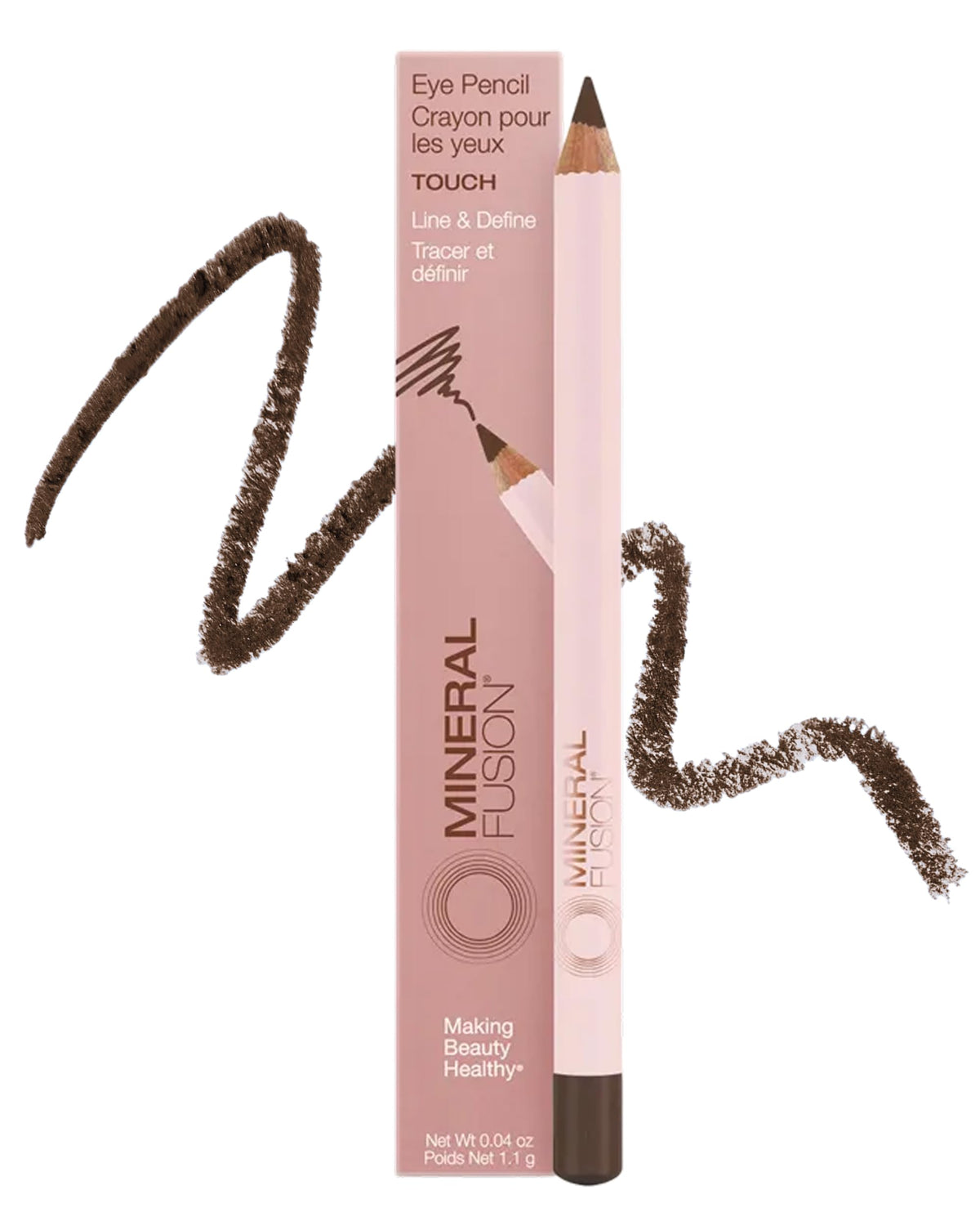 Mineral Fusion front packaging showing brown shimmer eyeliner benefits