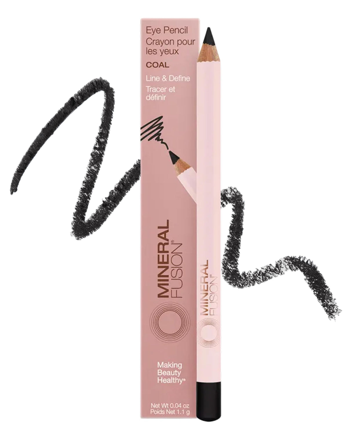 Mineral Fusion front view of pencil showing sleek packaging and precise benefit