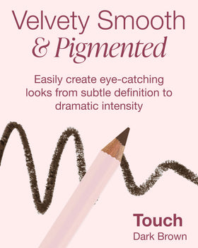 Mineral Fusion pencil held in hand showing compact, travel-friendly size