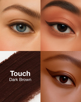 Mineral Fusion eyeliner swatch on skin showing buildable brown shimmer