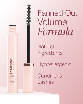 Mineral Fusion mascara applied on lashes close-up for visible fanning
