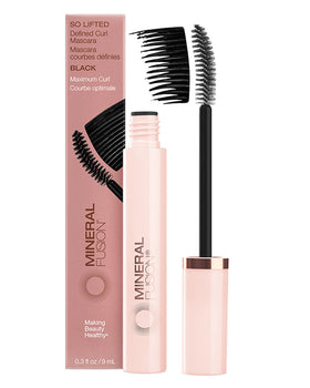 Mineral Fusion front packaging showing sleek tube and black shade for clean beauty